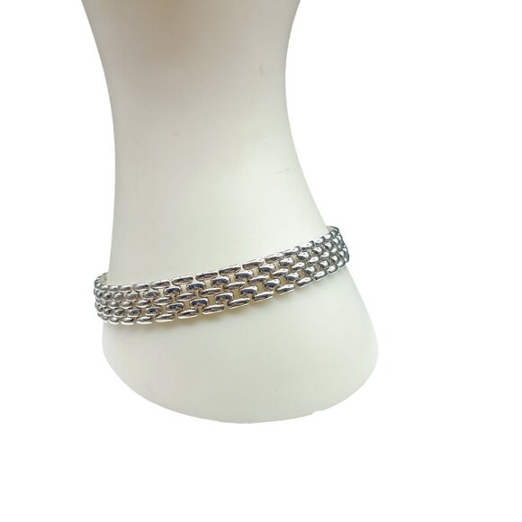 Vintage Silver-Tone Chain Panther Link Bracelet & Matching Earrings Set Demi Par - Picture 3 of 5